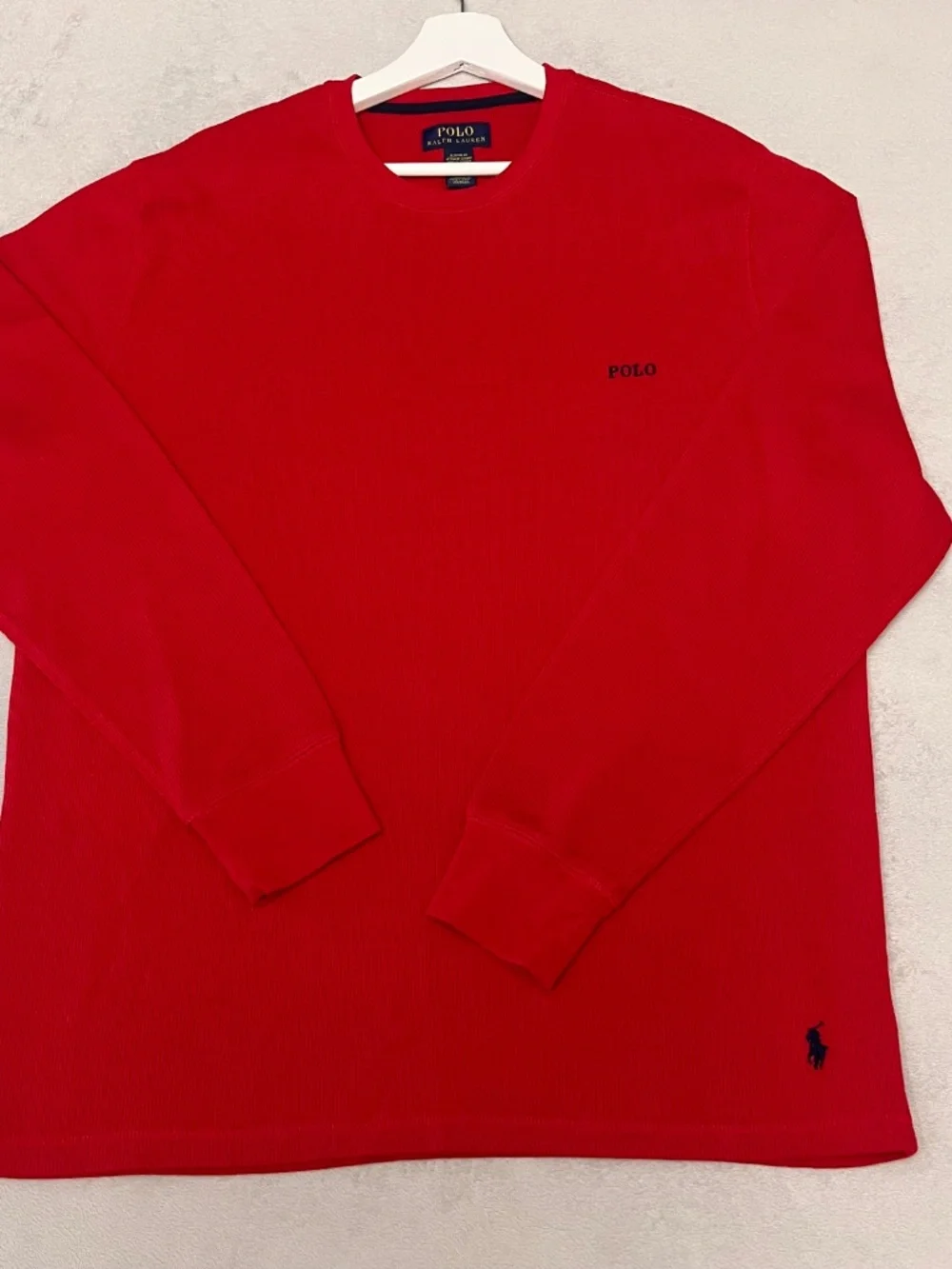 Polo Ralph Lauren Men's Red  Waffle Knit Thermal Long Sleeve Sleep Shirt Size XL